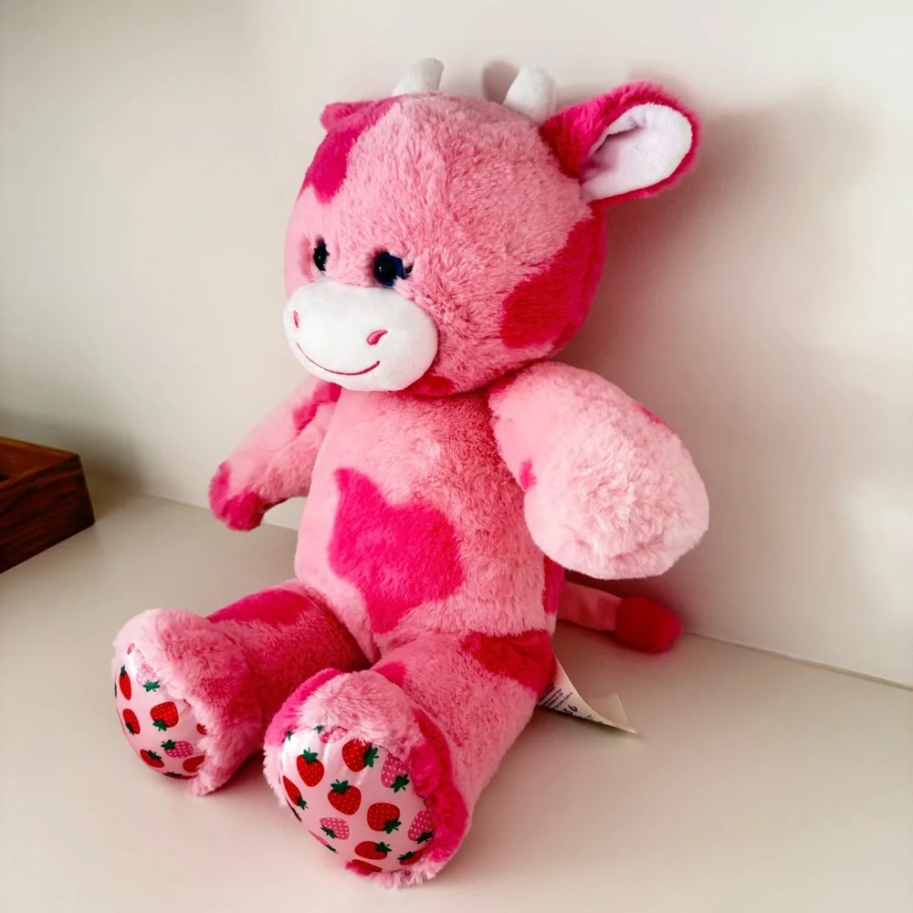 Build a Bear Strawberry Cow Pink Milkshake with Mooing Sound